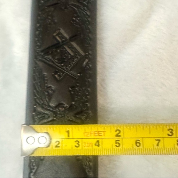 NEW Big Men’s Genuine Leather Dark Brown Freemason Square Logo Belt Masonic 58” - Picture 7 of 7